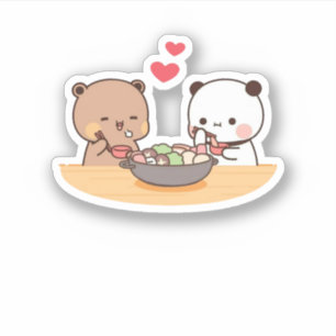 Panda en Brownie Beer Couple Sticker