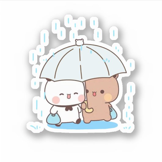Panda en Brownie Beer Couple Sticker (Voorkant)