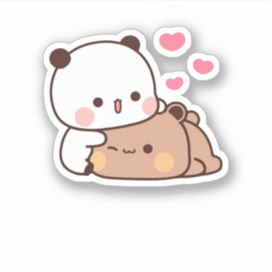 Panda en Brownie Beer Couple Sticker