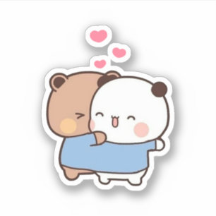Panda en Brownie Beer Couple Sticker