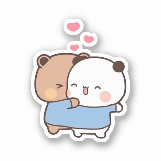 Panda en Brownie Beer Couple Sticker (Voorkant)