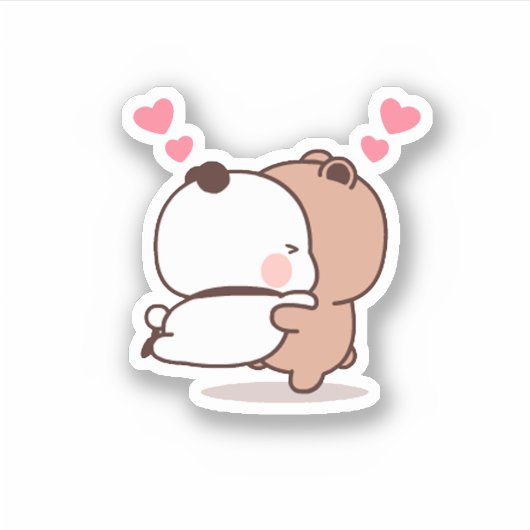 Panda en Brownie Beer Couple Sticker (Voorkant)