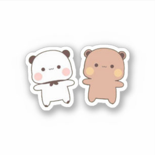 Panda en Brownie Beer Couple Sticker