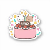 Panda en Brownie Beer Couple Sticker (Voorkant)