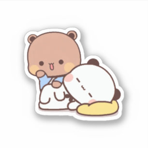 Panda en Brownie Beer Couple Sticker