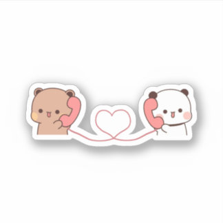 Panda en Brownie Beer Couple Sticker