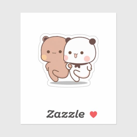 Panda en Brownie Beer Couple Sticker (Vel)