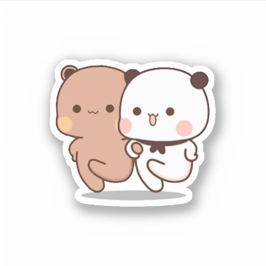 Panda en Brownie Beer Couple Sticker (Voorkant)