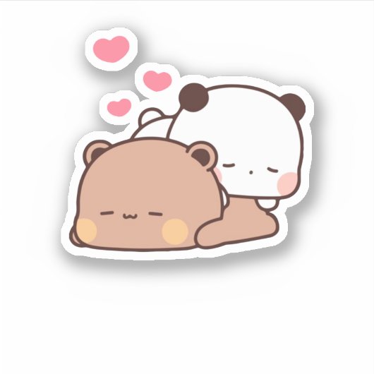 Panda en Brownie Beer Couple Sticker (Voorkant)