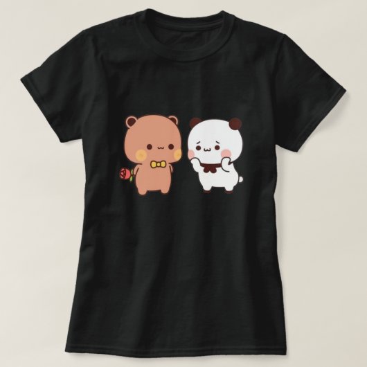 Panda en Brownie Beer Couple T-shirt (Design voorkant)