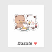 Panda En Brownie Beer Genieten Lunch Sticker (Vel)