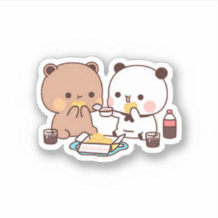 Panda En Brownie Beer Genieten Lunch Sticker