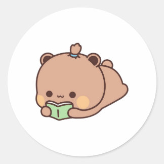 Panda en Brownie Beer paar lezen boek Ronde Sticker