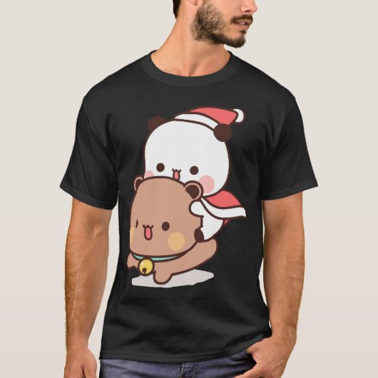Panda en Brownie Beer paar ,merry Christmas Act T-shirt (Voorkant)