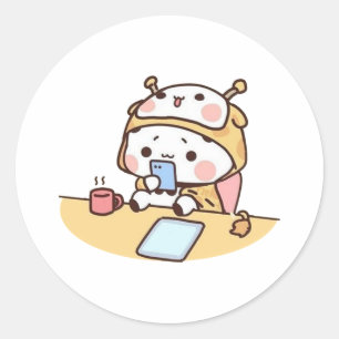 Panda en Brownie Beer paar ontspannen Ronde Sticker