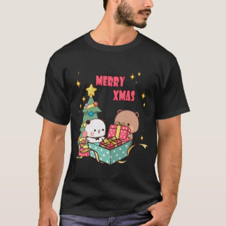 Panda en Brownie Beer paar, ,,Vrolijk kerstfeest T-shirt