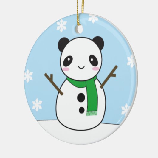 Panda en Bunny Snowmen Keramisch Ornament (Links)