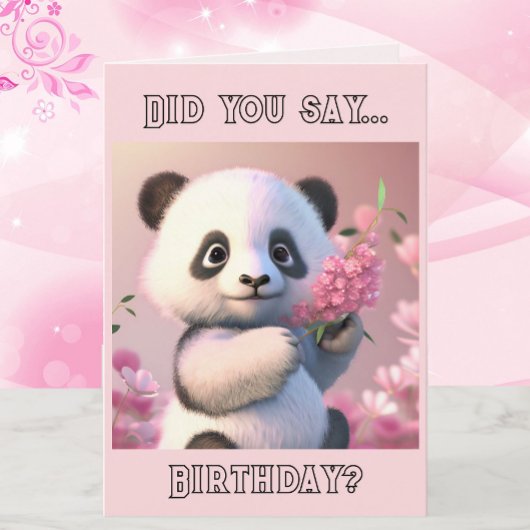 Panda en Cherry Blossom Custom Birthday Kaart