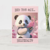 Panda en Cherry Blossom Custom Birthday Kaart (Voorkant)