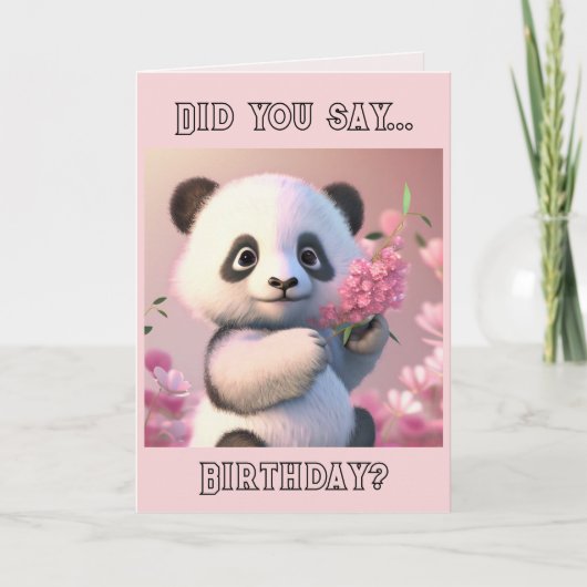 Panda en Cherry Blossom Custom Birthday Kaart (Voorkant)
