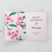 Panda en Cherry Blossom Custom Birthday Kaart (Binnen)