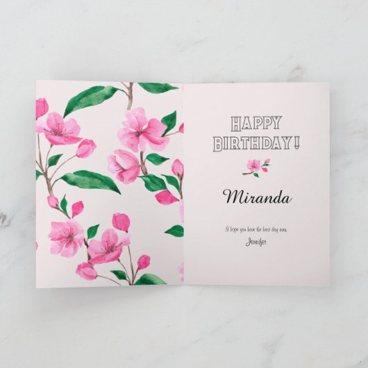 Panda en Cherry Blossom Custom Birthday Kaart (Binnen)