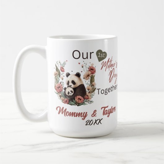 Panda en Cub, onze eerste Moederdag Samen Koffiemok (Links)