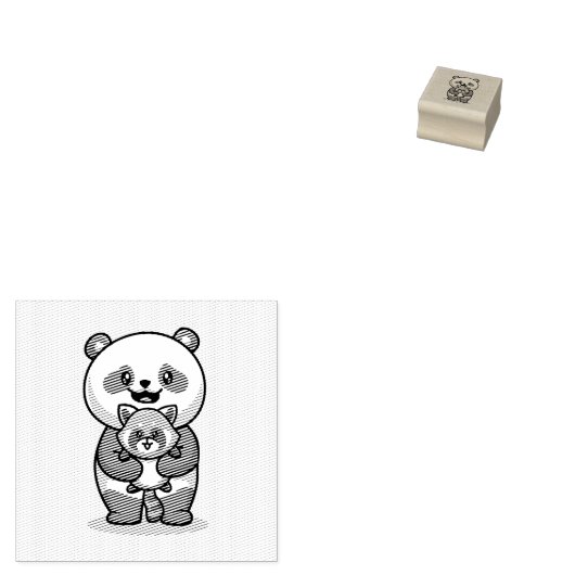 Panda en Fox Rubberstempel (Gestempeld)