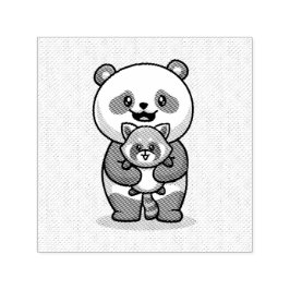 Panda en Fox Zelfinktende Stempel