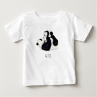 Panda en gepersonaliseerde baby T-shirt met mouwen