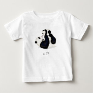 Panda en gepersonaliseerde baby T-shirt met mouwen