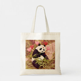 Panda en harten boodschappentas tote bag
