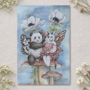 Panda en kat fee vrienden met anemoon bloemen legpuzzel