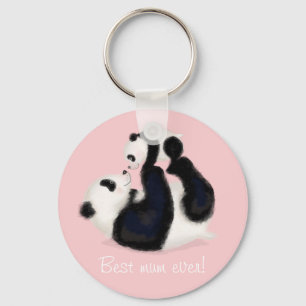 Panda en mannetje 'Best Mum ever' sleutelhanger