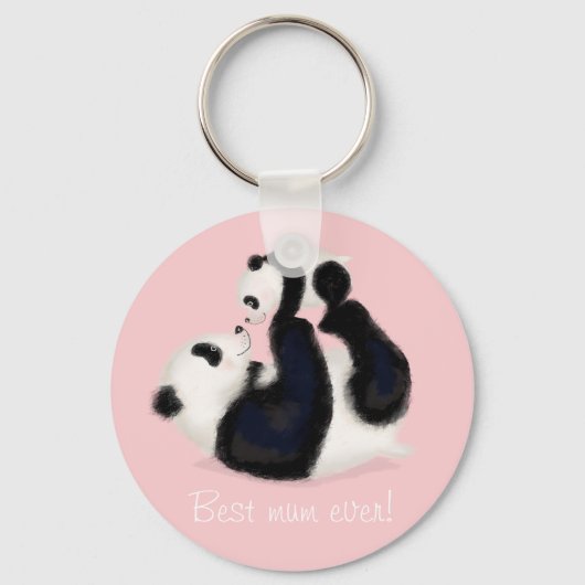 Panda en mannetje 'Best Mum ever' sleutelhanger (Voorkant)