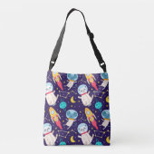 Panda en Mouse Astronaut Kinder Patroon Crossbody Tas (Achterkant)