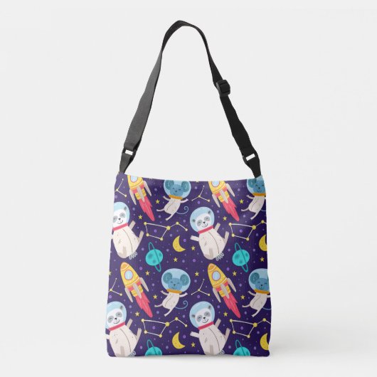 Panda en Mouse Astronaut Kinder Patroon Crossbody Tas (Achterkant)