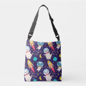 Panda en Mouse Astronaut Kinder Patroon Crossbody Tas (Voorkant)