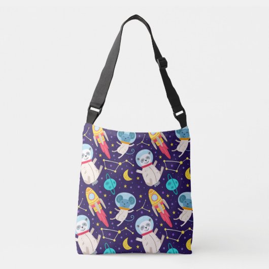 Panda en Mouse Astronaut Kinder Patroon Crossbody Tas (Voorkant)