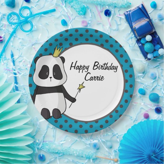Panda en Polka Dots  Papieren Bordje (Feest)
