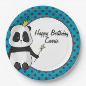 Panda en Polka Dots  Papieren Bordje (Voorkant)
