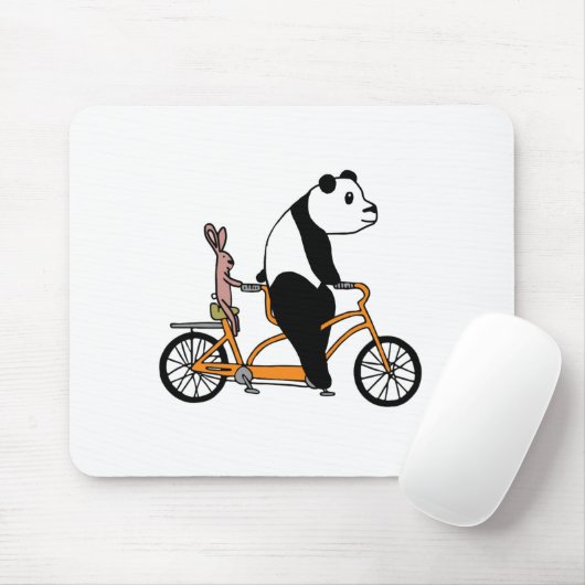 Panda en Rabbit Biking Tandem Bicycle Kinder Muismat (Met muis)