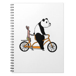 Panda en Rabbit Biking Tandem Bicycle Kinder Notitieboek