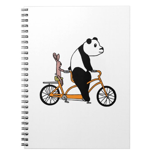 Panda en Rabbit Biking Tandem Bicycle Kinder Notitieboek (Voorkant)