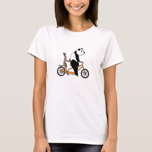 Panda en Rabbit Biking Tandem Bicycle Kinder T-shirt (Voorkant)