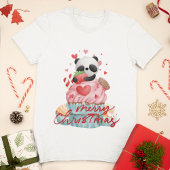 Panda en roze cupcake | Eigen kerstvrouwen T-shirt