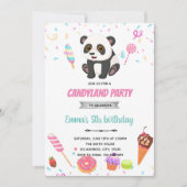 Panda en snoep thema Uitnodiging (Voorkant)
