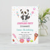 Panda en snoep thema Uitnodiging (Staand voorkant)