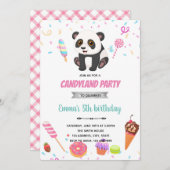 Panda en snoep thema Uitnodiging (Voorkant / Achterkant)