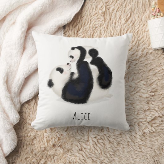 Panda en tapir gepersonaliseerd kind kussen (Deken)